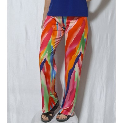 Pantalon imprimé de belles couleurs vives taille élastique 